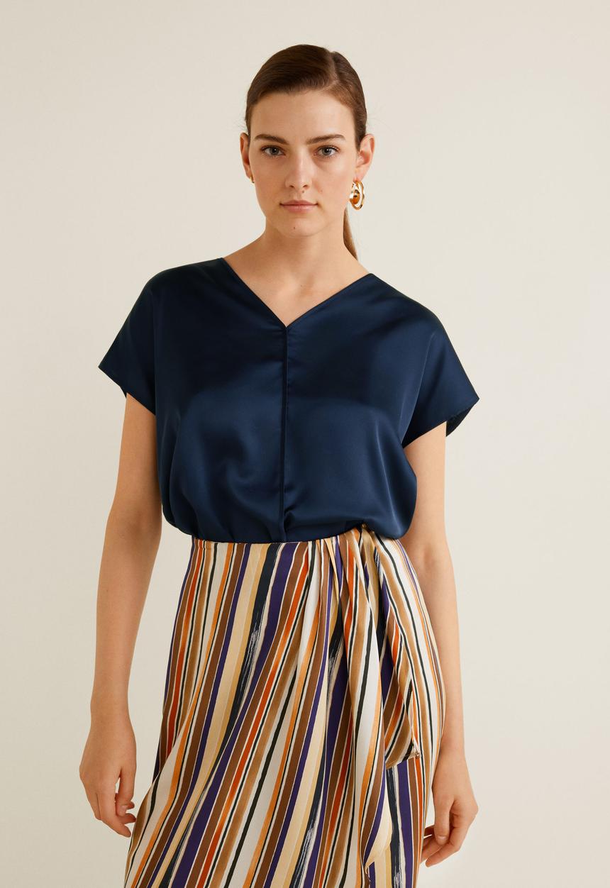 MANGO - Contrasting T-shirt - navy