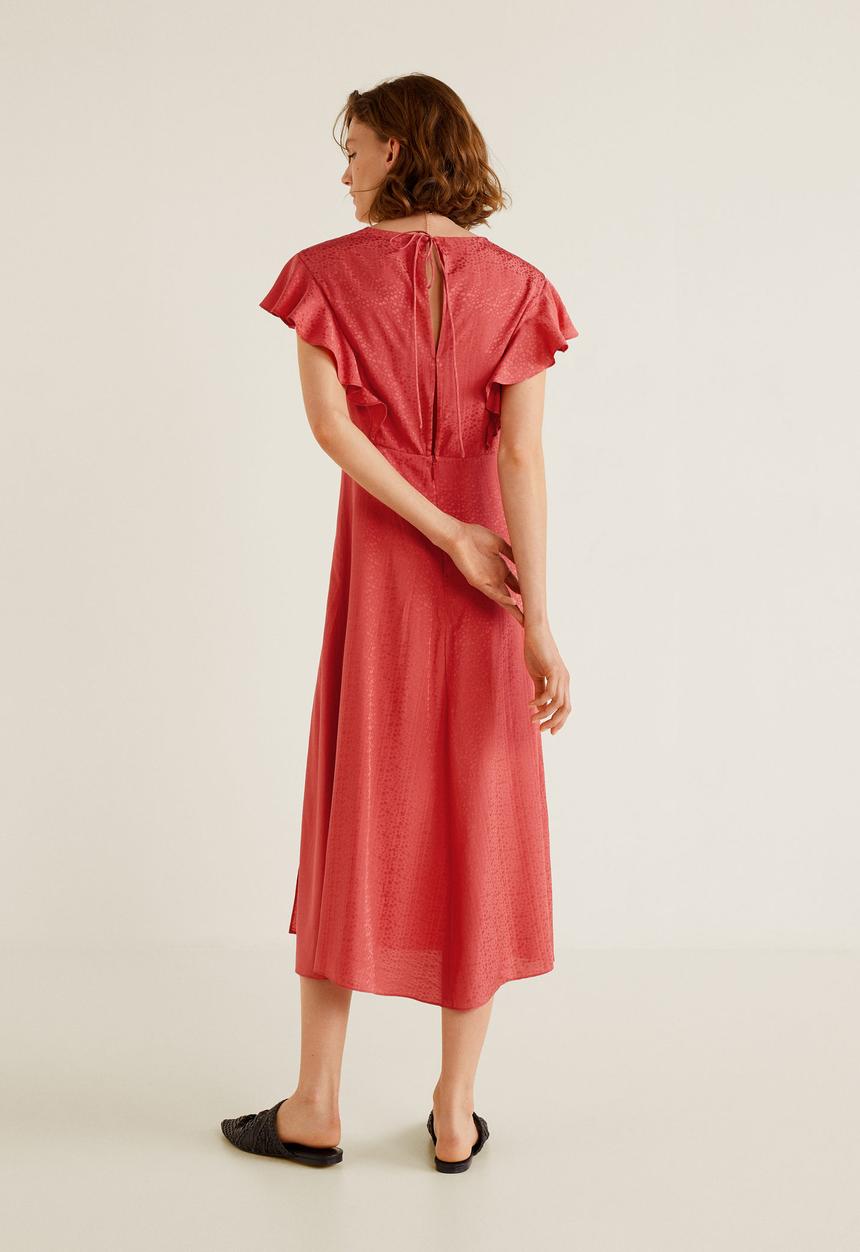 MANGO - Ruffled midi dress - pink
