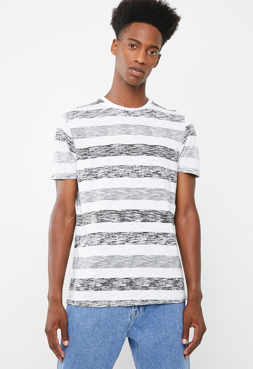Brave Soul - Coast printed stripe t-shirt - white