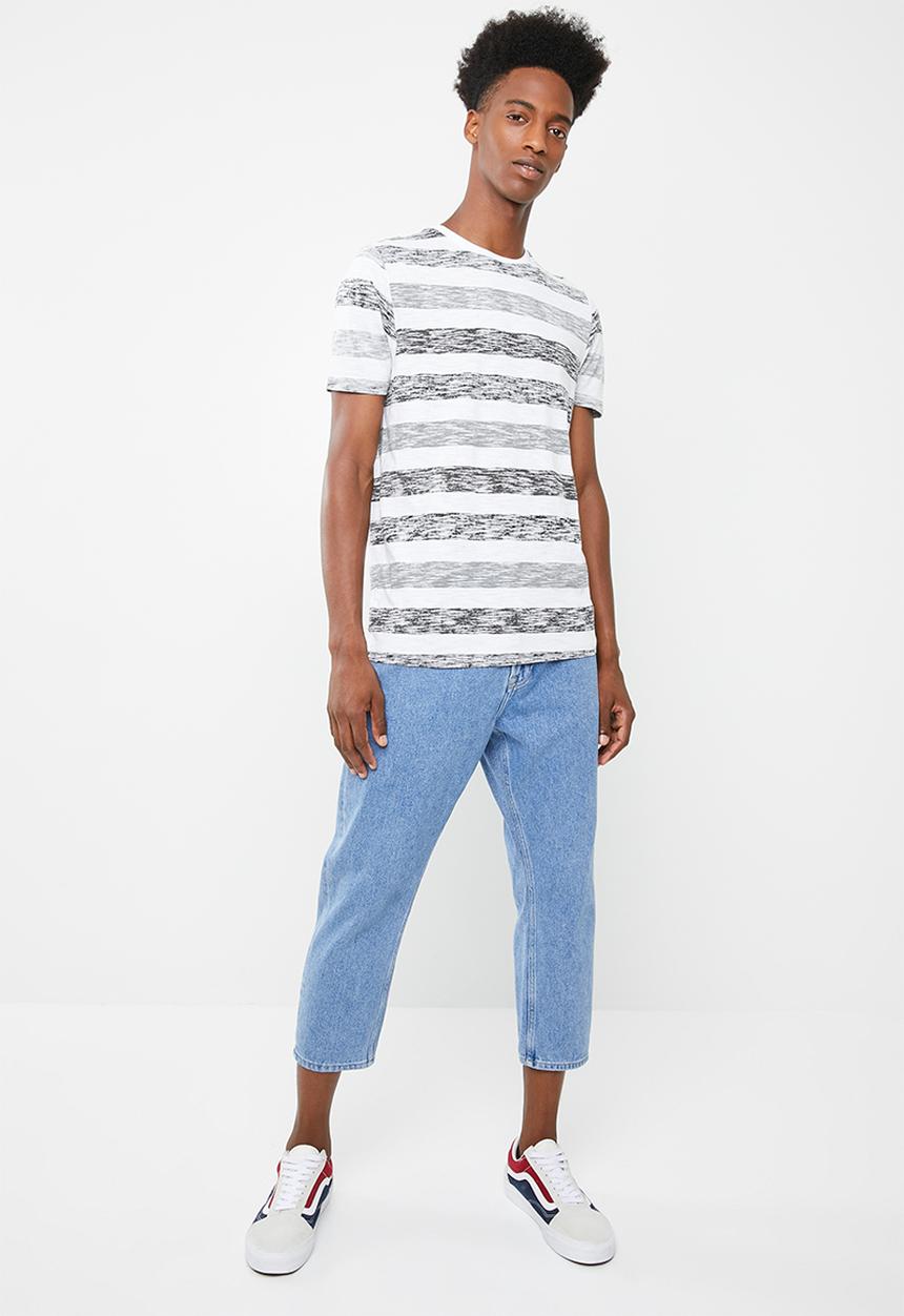 Brave Soul - Coast printed stripe t-shirt - white