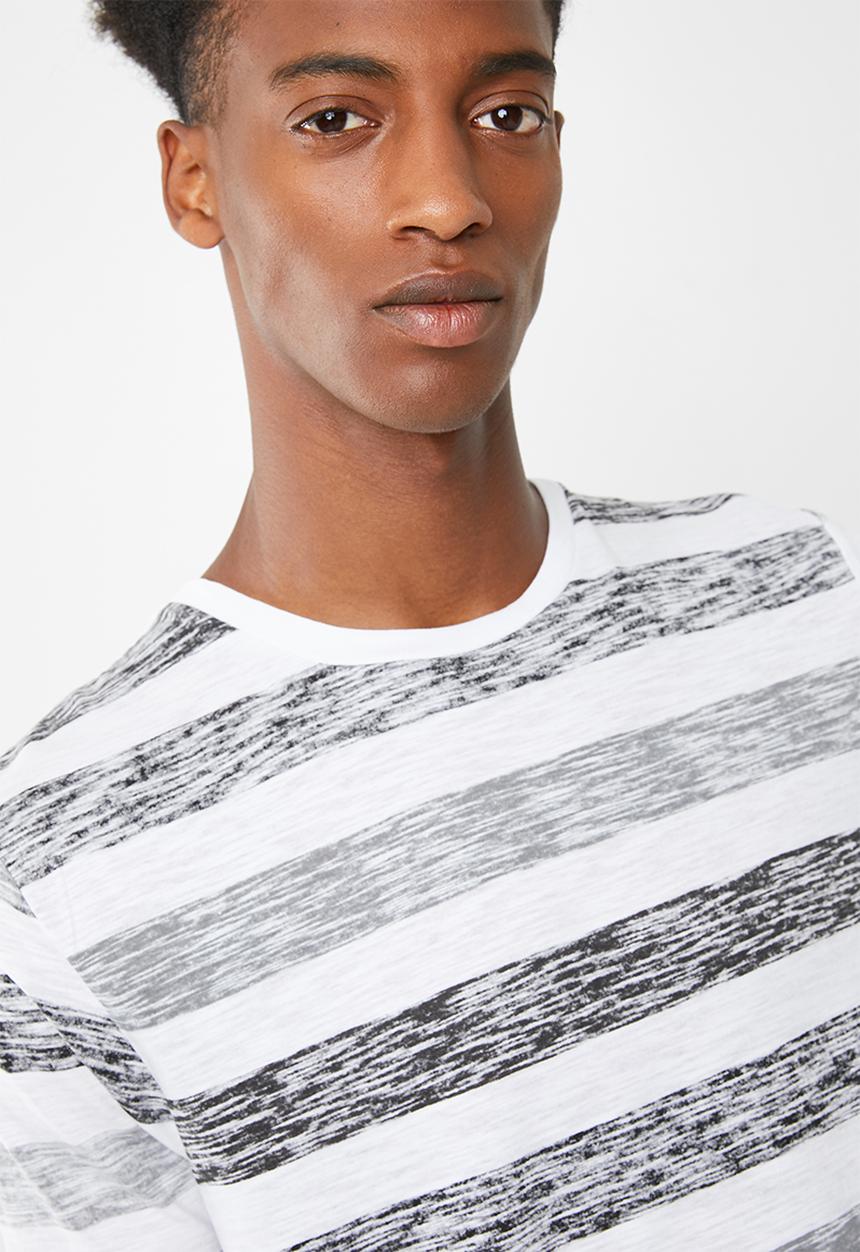Brave Soul - Coast printed stripe t-shirt - white