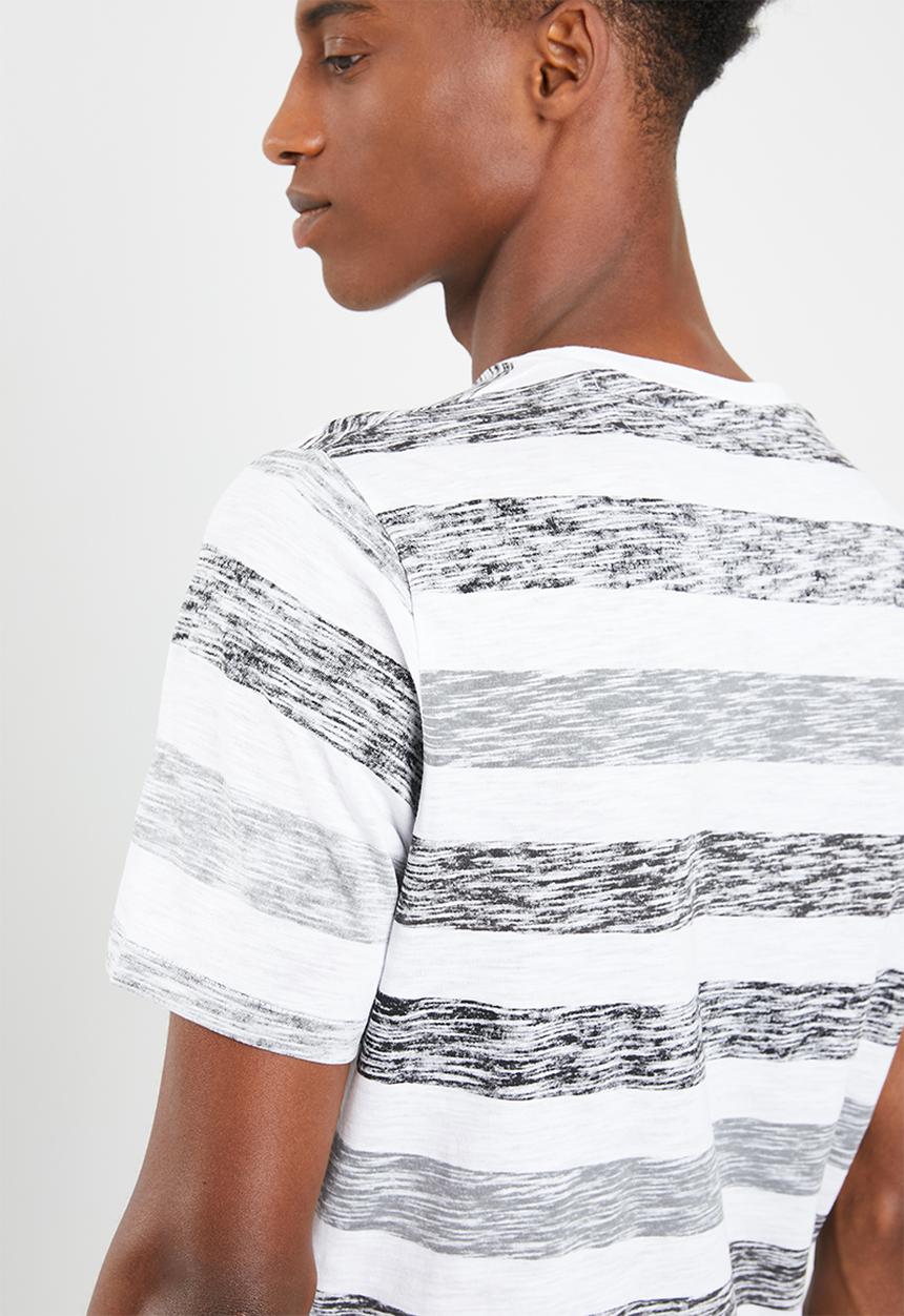 Brave Soul - Coast printed stripe t-shirt - white