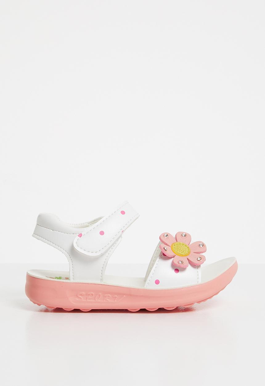 Pop Candy - Flower detailed sandal - white & pink 