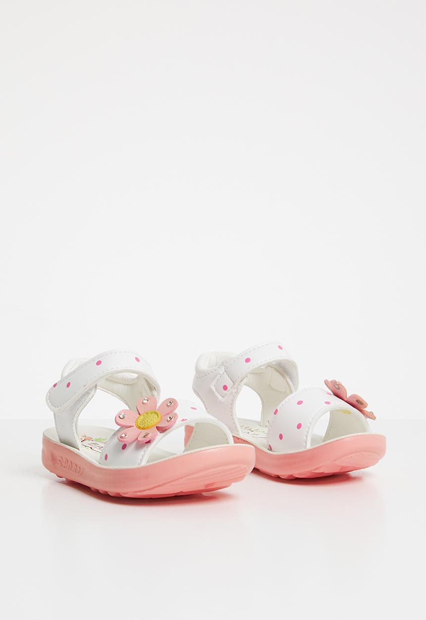 Pop Candy - Flower detailed sandal - white & pink 