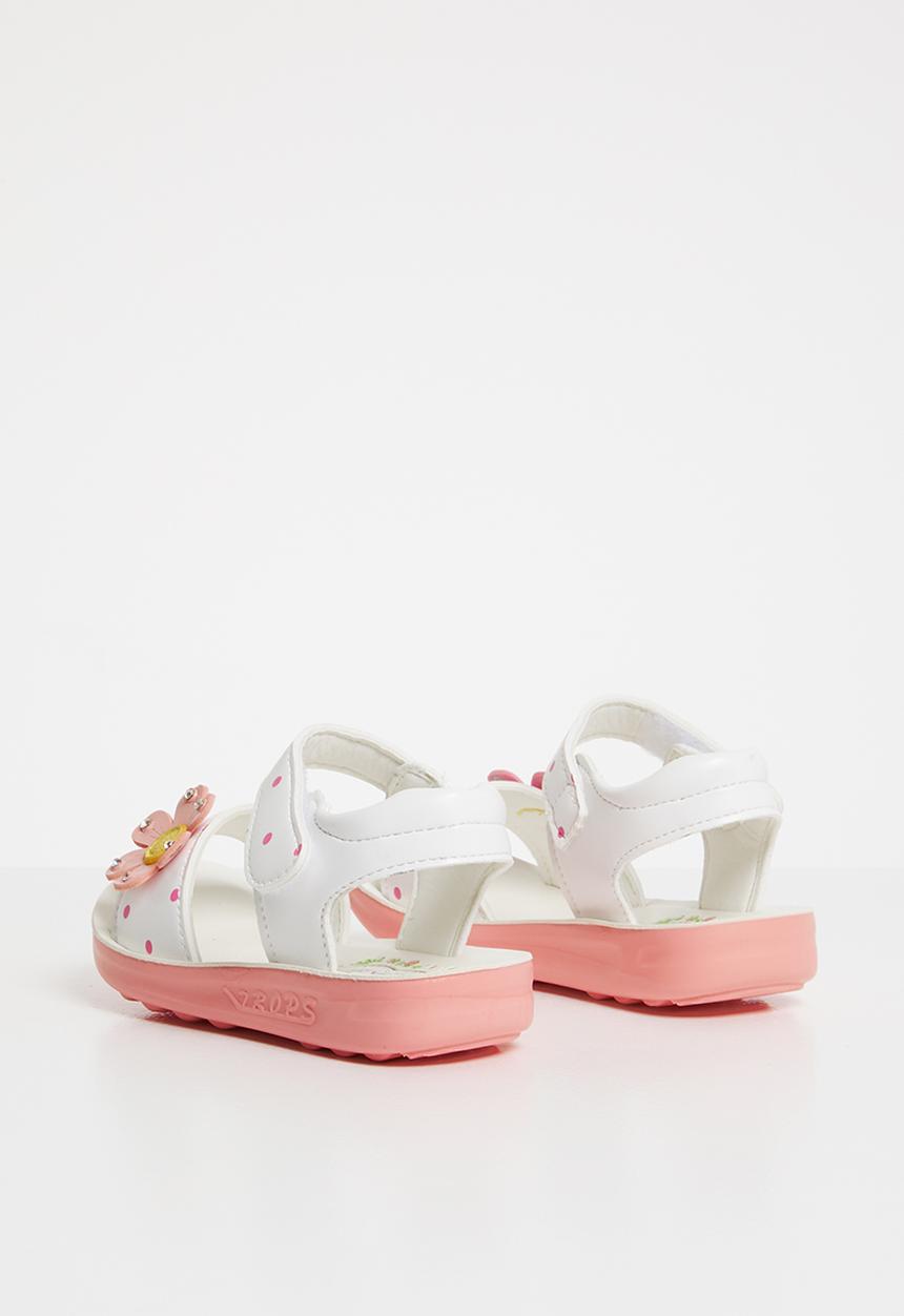 Pop Candy - Flower detailed sandal - white & pink 