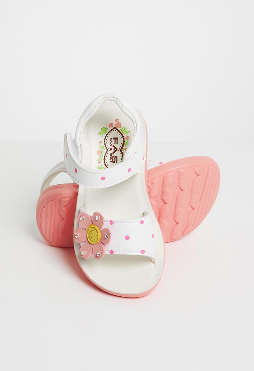 Pop Candy - Flower detailed sandal - white & pink 
