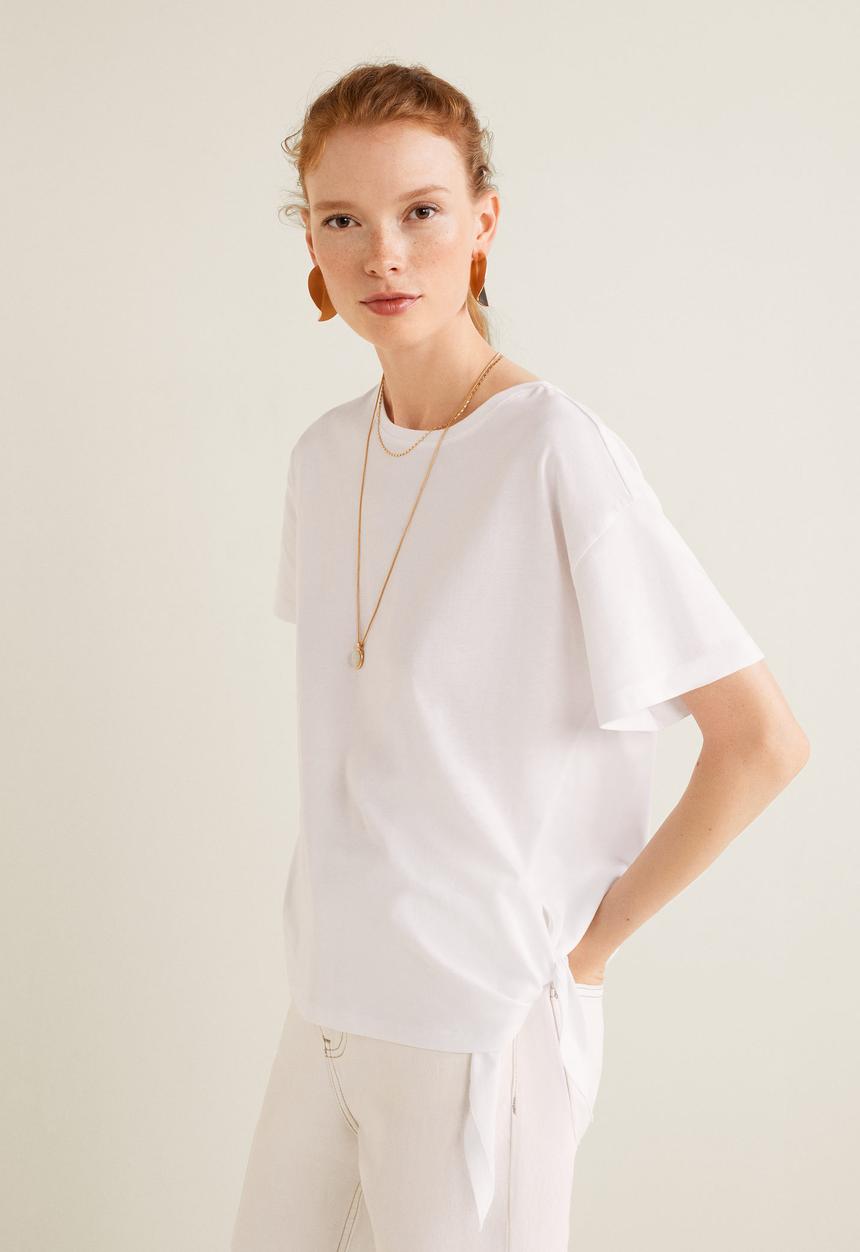 MANGO - Bow detail T-shirt - white