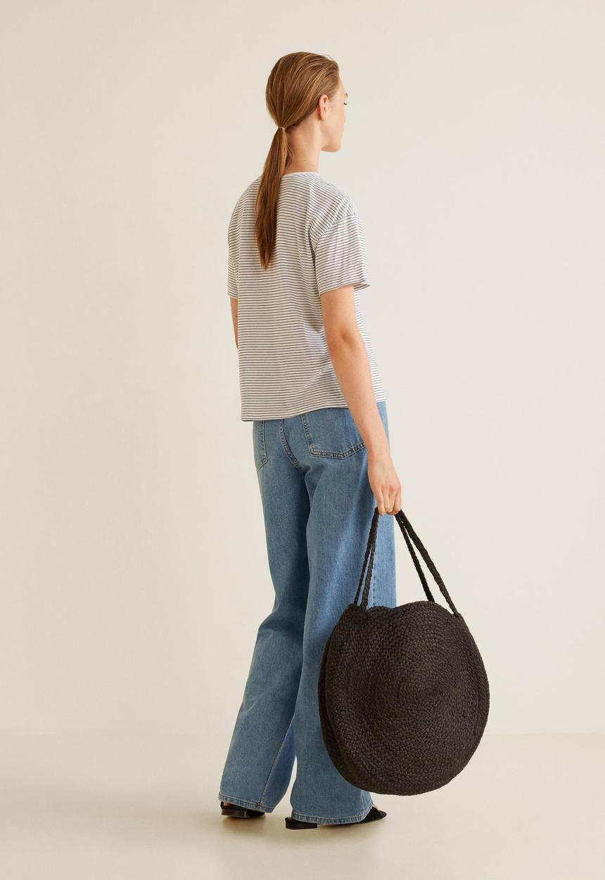MANGO - Bow detail T-shirt - navy & white