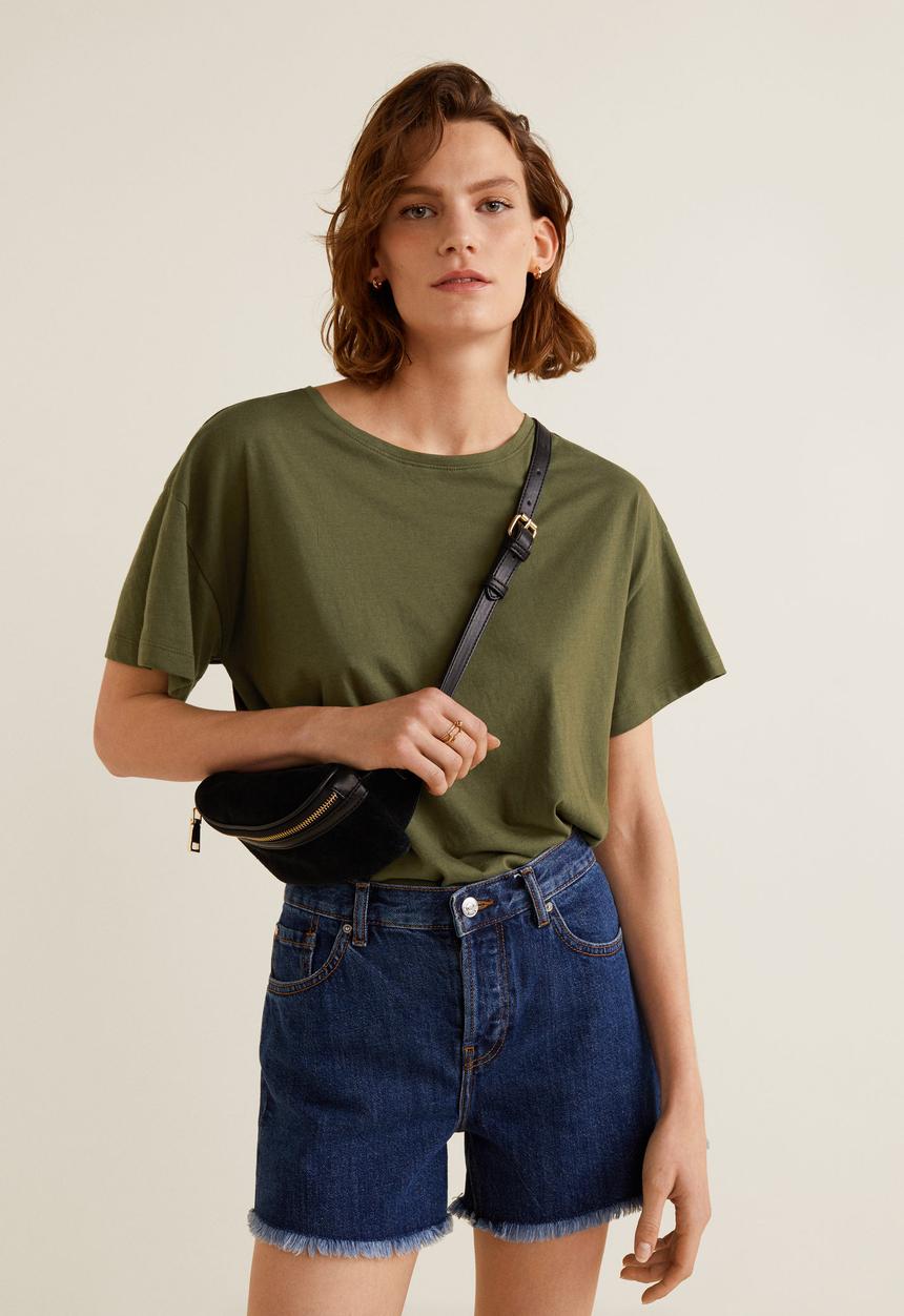 MANGO - Bow detail T-shirt - khaki 