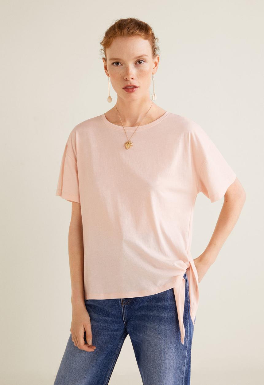 MANGO - Bow detail T-shirt - pink