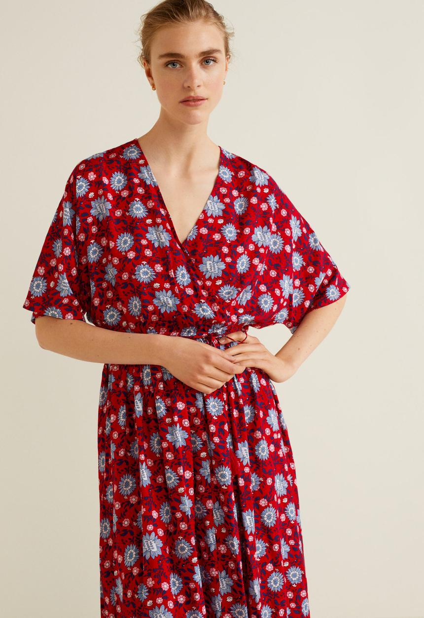 MANGO - Floral print maxi dress - red