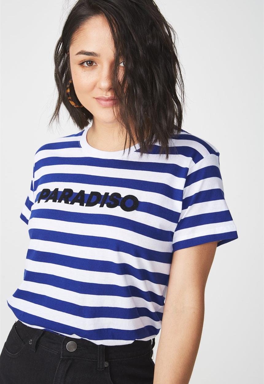 Cotton On - Tbar fox graphic tee - white & blue 