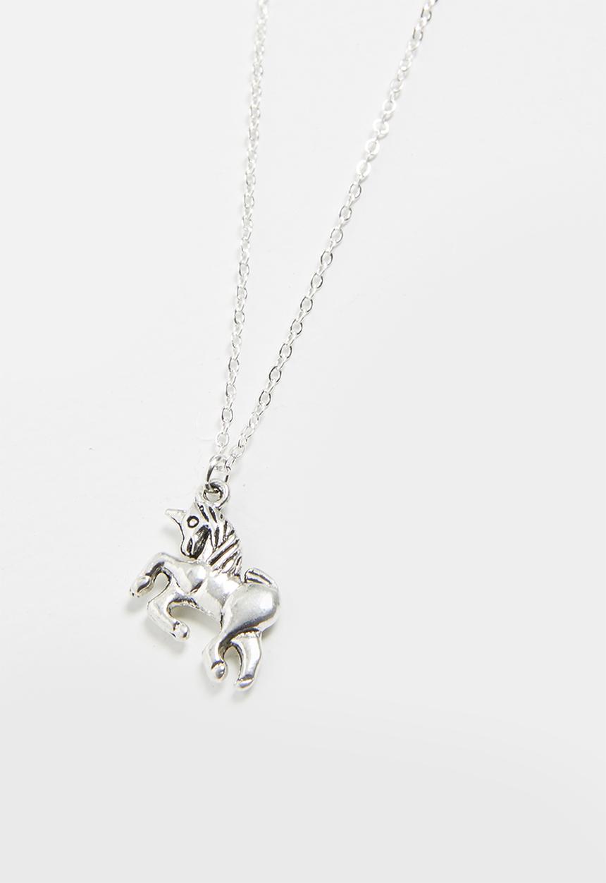 Jewels and Lace - Unicorn pendent necklace - silver