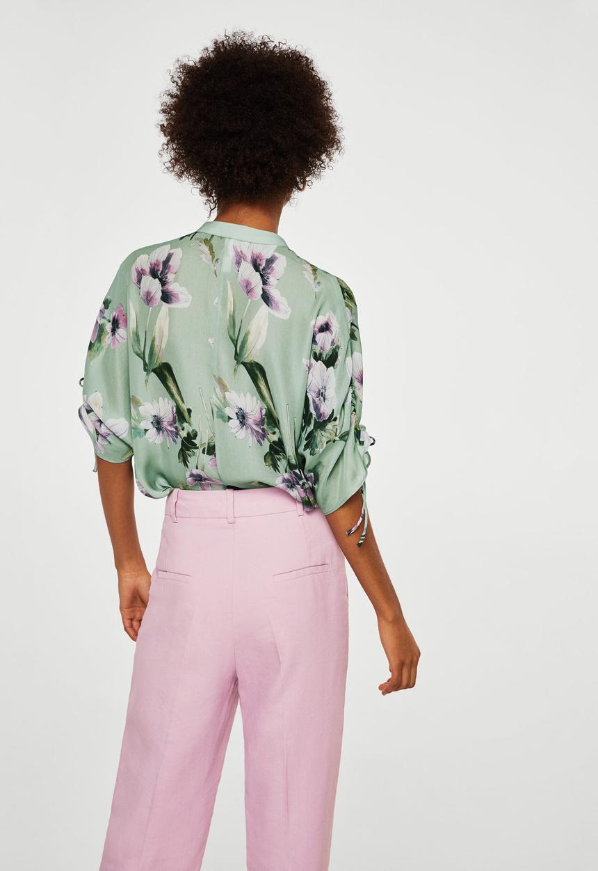 MANGO - Floral print blouse - green