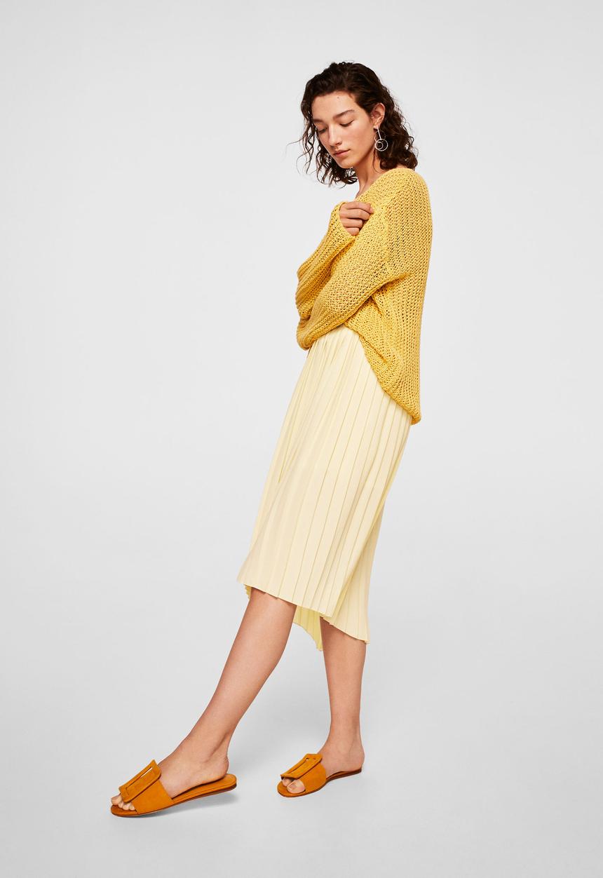 MANGO - Pleated midi skirt - yellow