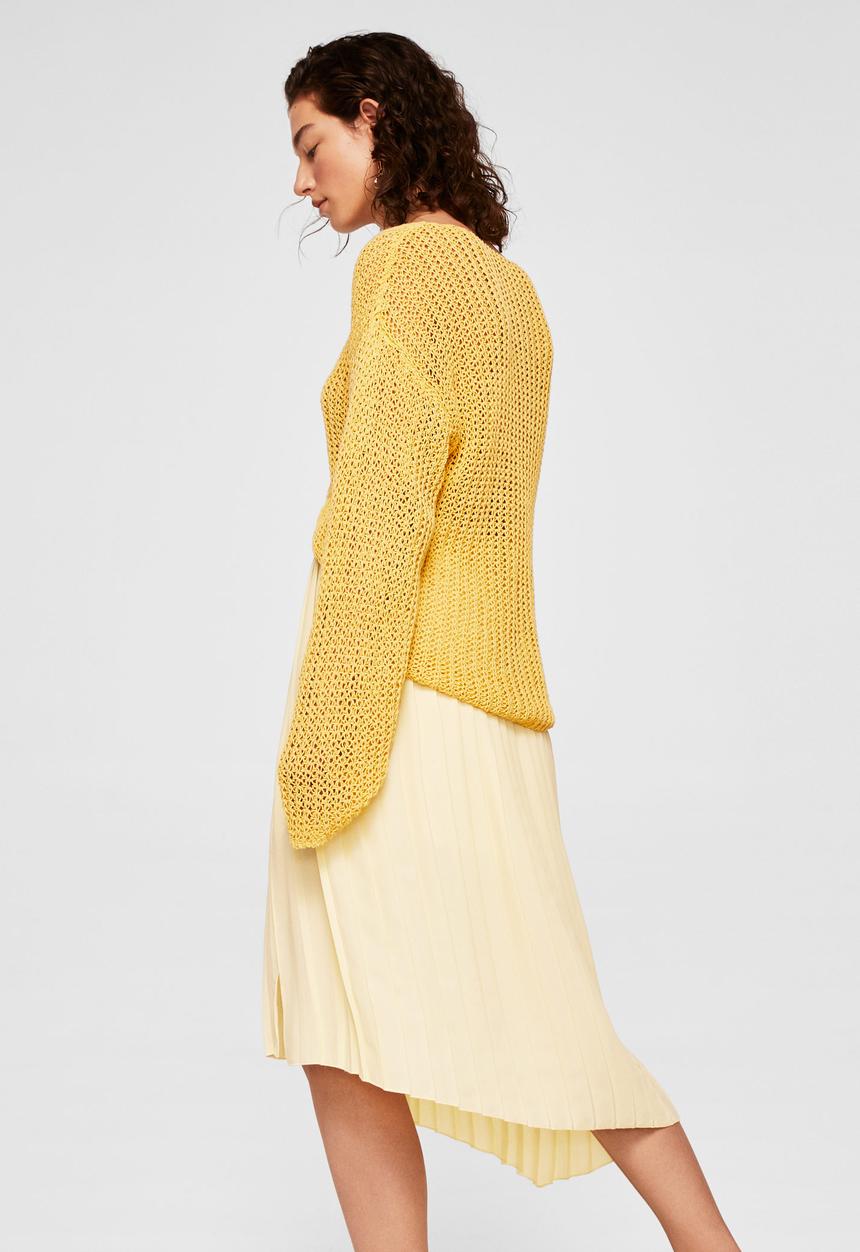 MANGO - Pleated midi skirt - yellow