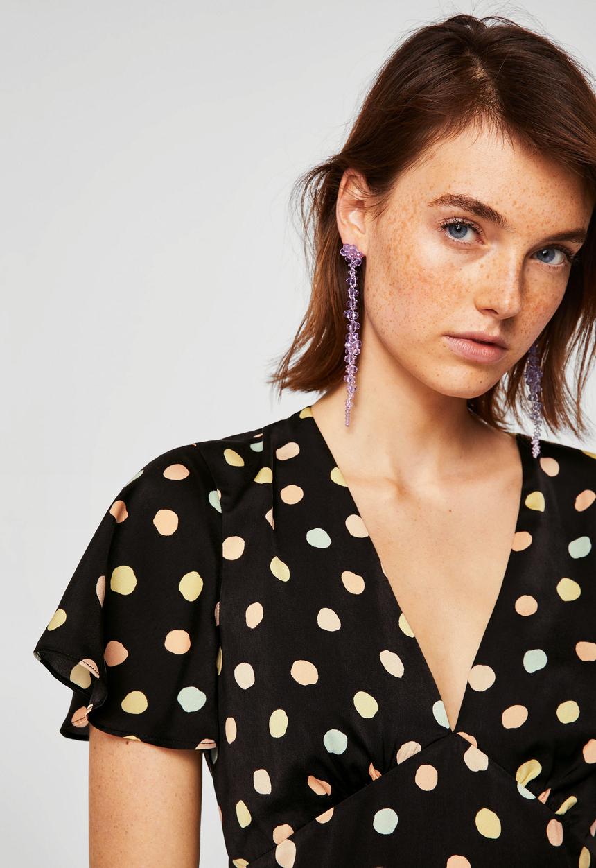 MANGO - Polka-dot dress - black