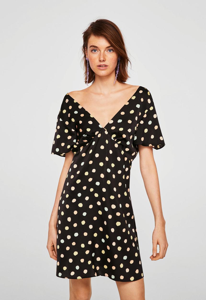 MANGO - Polka-dot dress - black