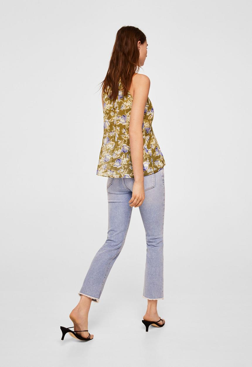 MANGO - Printed halter neck cami - khaki green