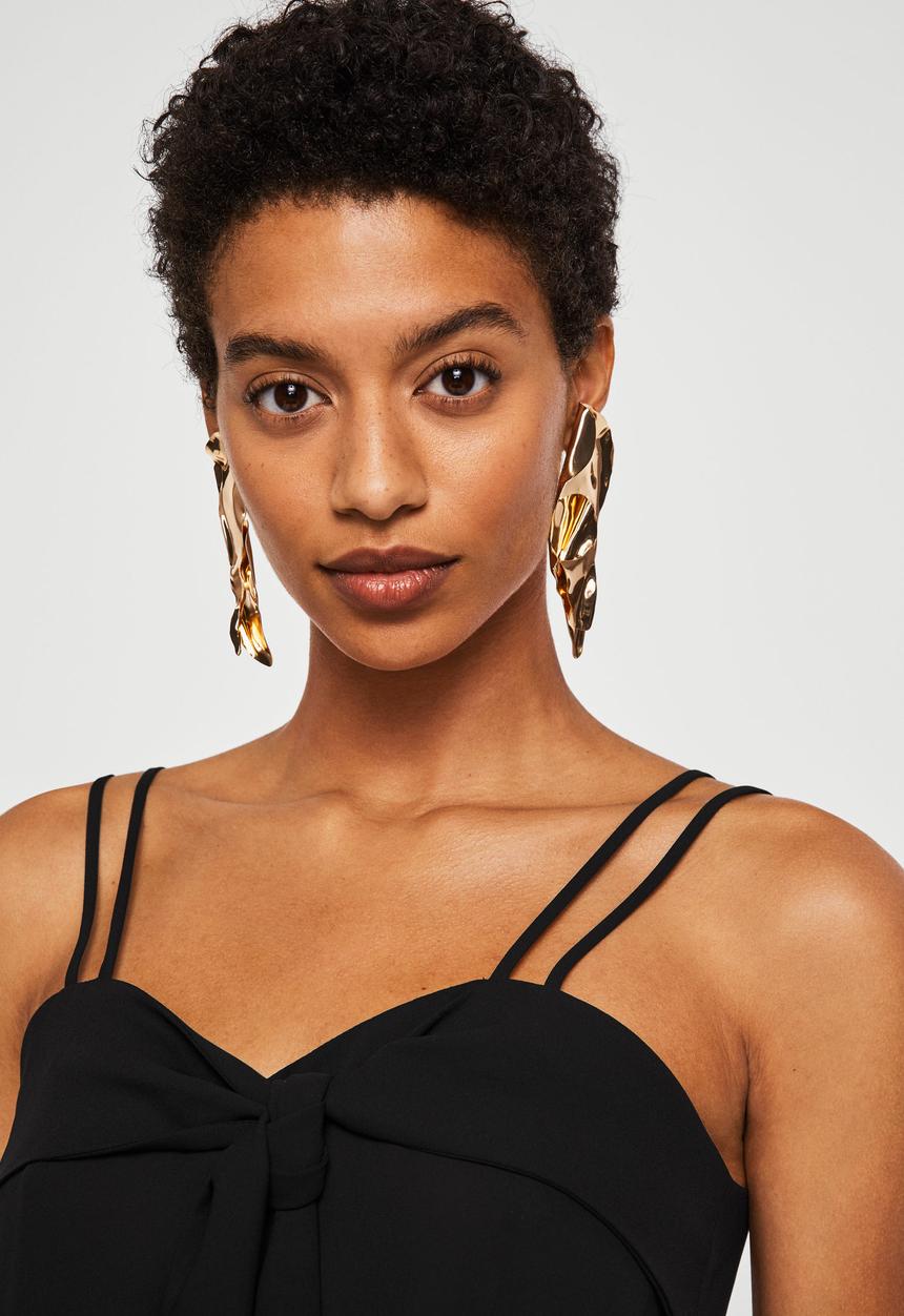MANGO - Bow strap top - black
