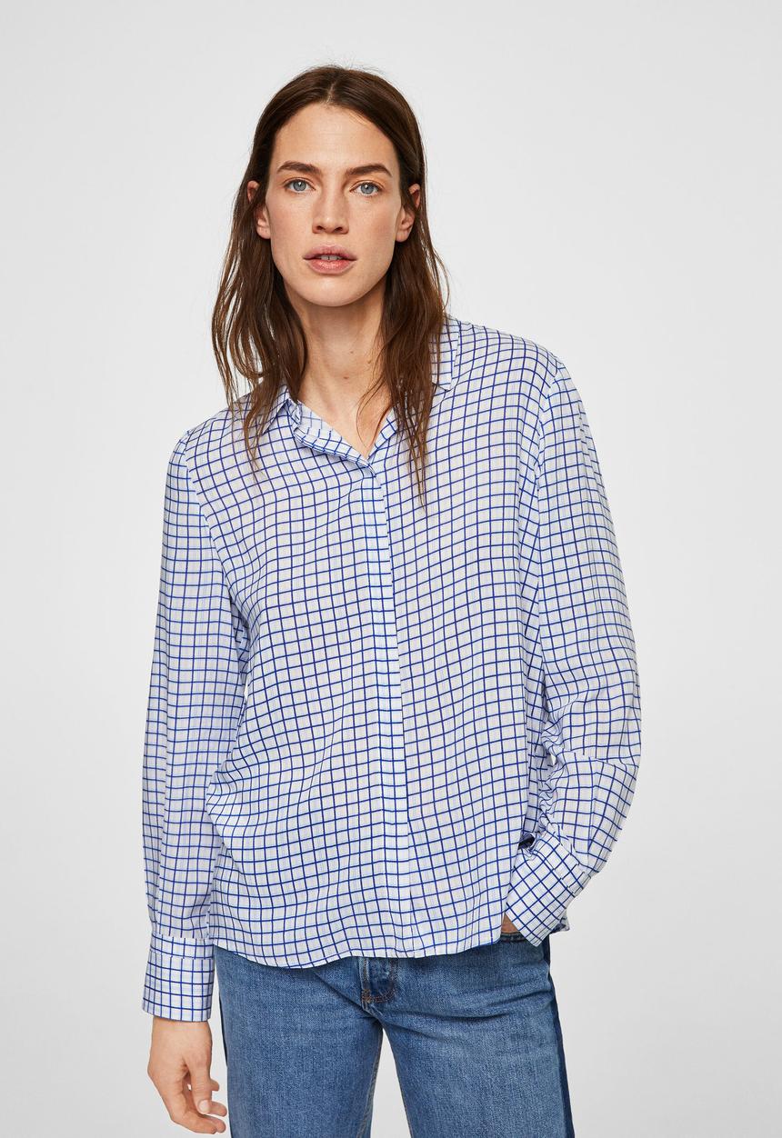 MANGO - Printed flowy shirt - navy & white