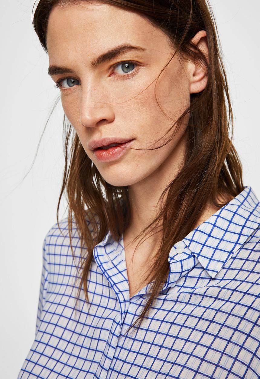 MANGO - Printed flowy shirt - navy & white