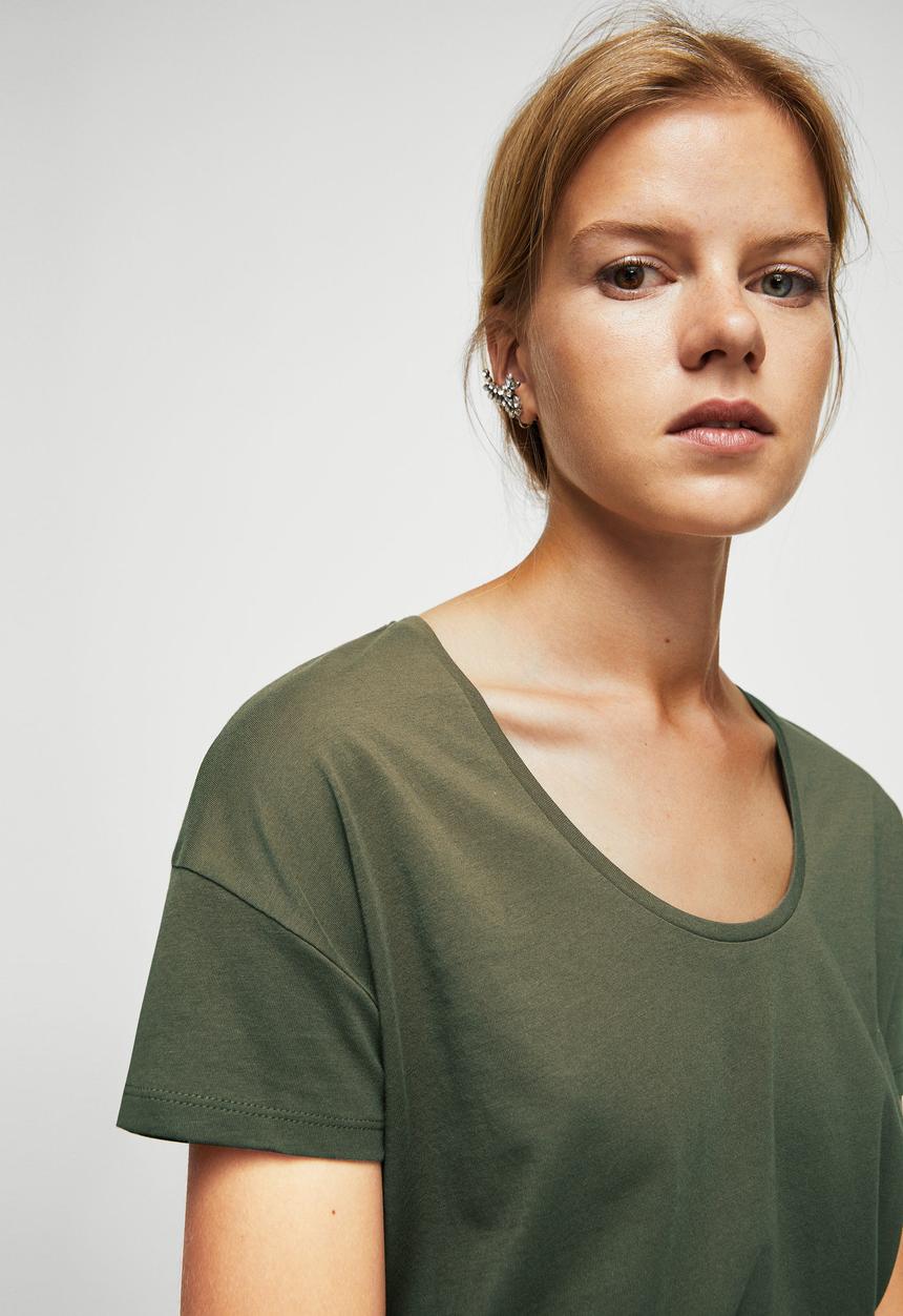 MANGO - Organic cotton T-shirt - green