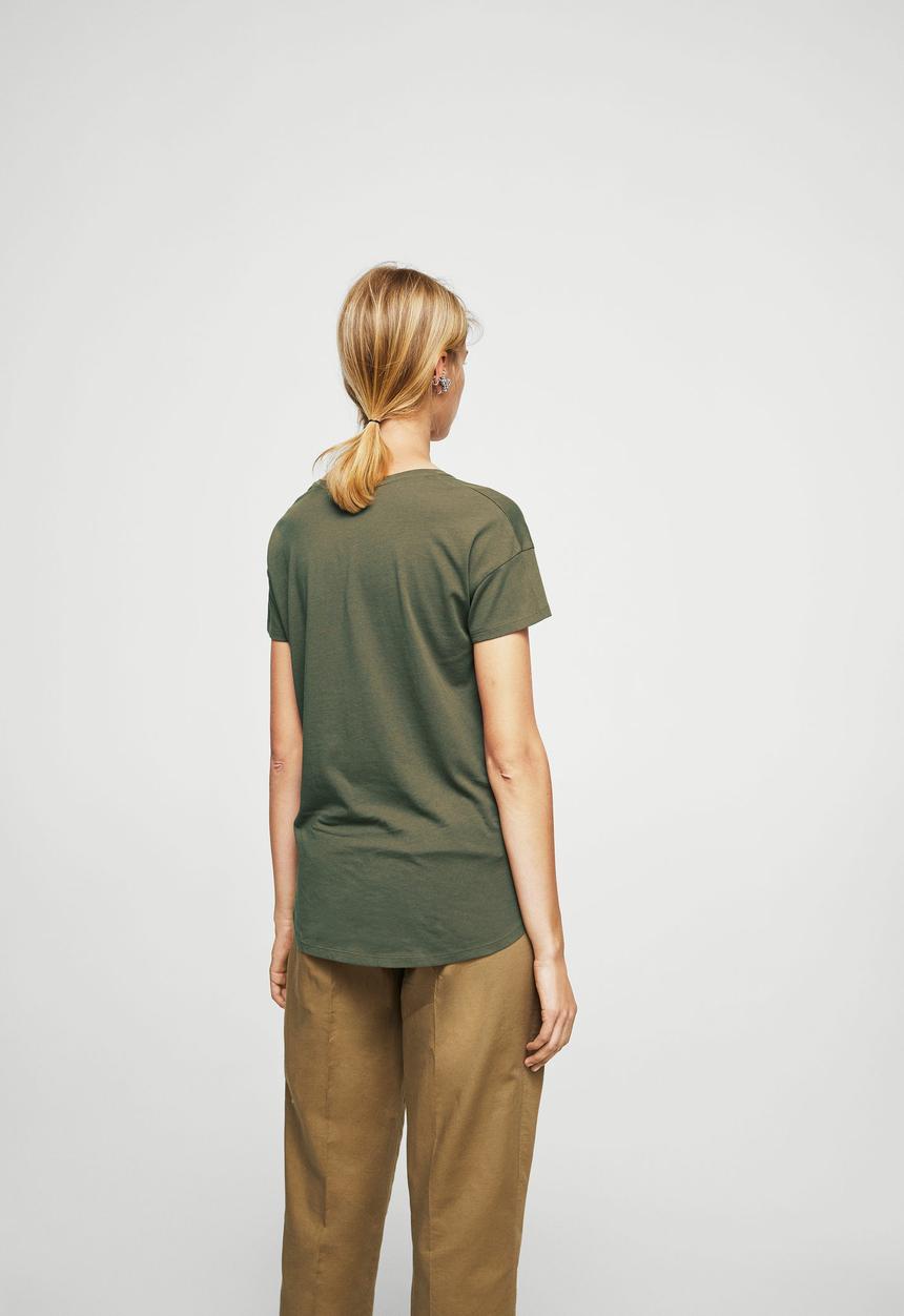 MANGO - Organic cotton T-shirt - green