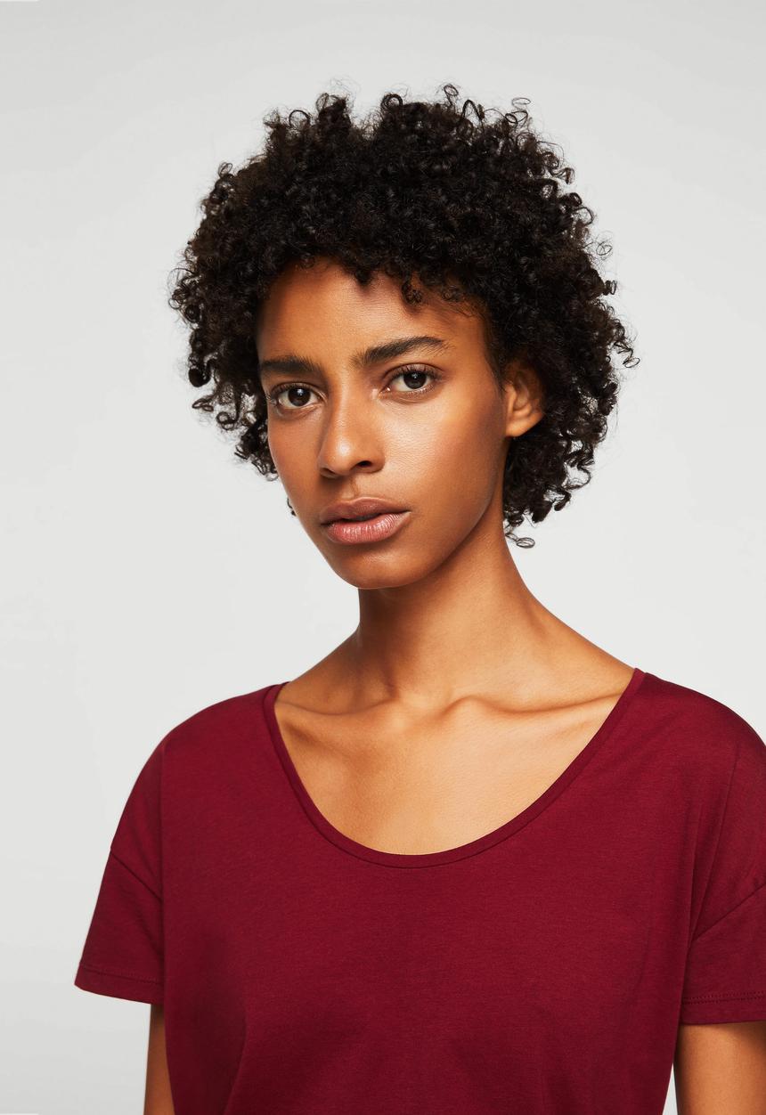 MANGO - Organic cotton T-shirt - maroon