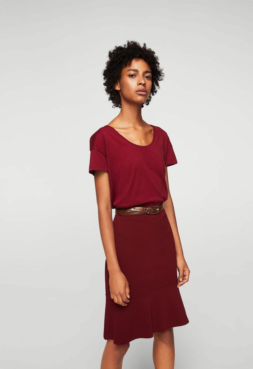 MANGO - Organic cotton T-shirt - maroon
