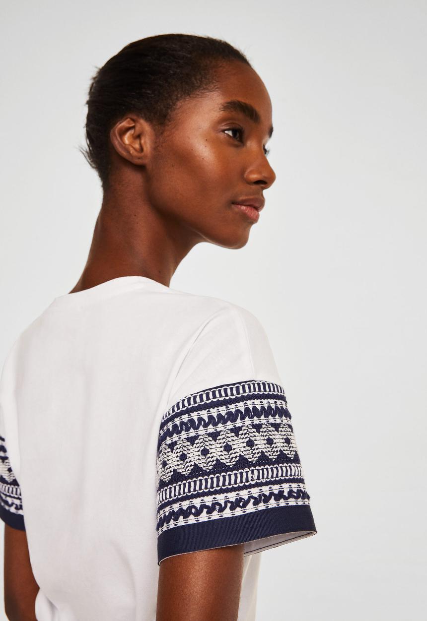 MANGO - Embroidery detail tee - white