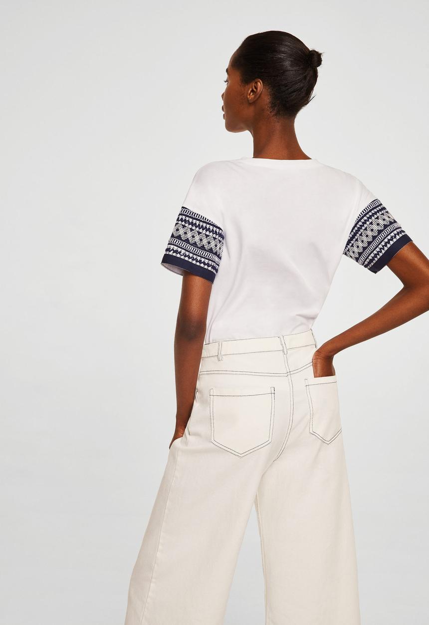 MANGO - Embroidery detail tee - white