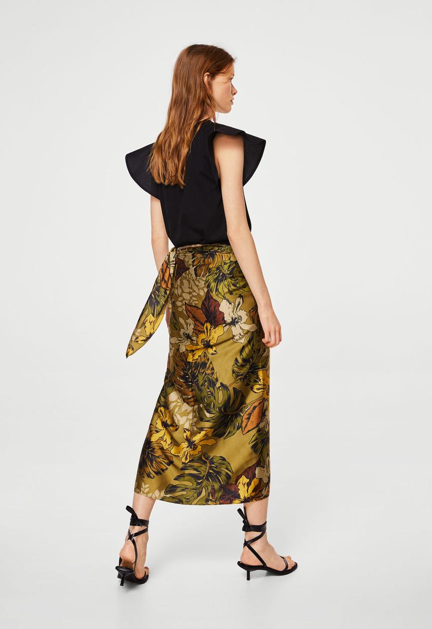 MANGO - Ruffled sleeve T-shirt - black
