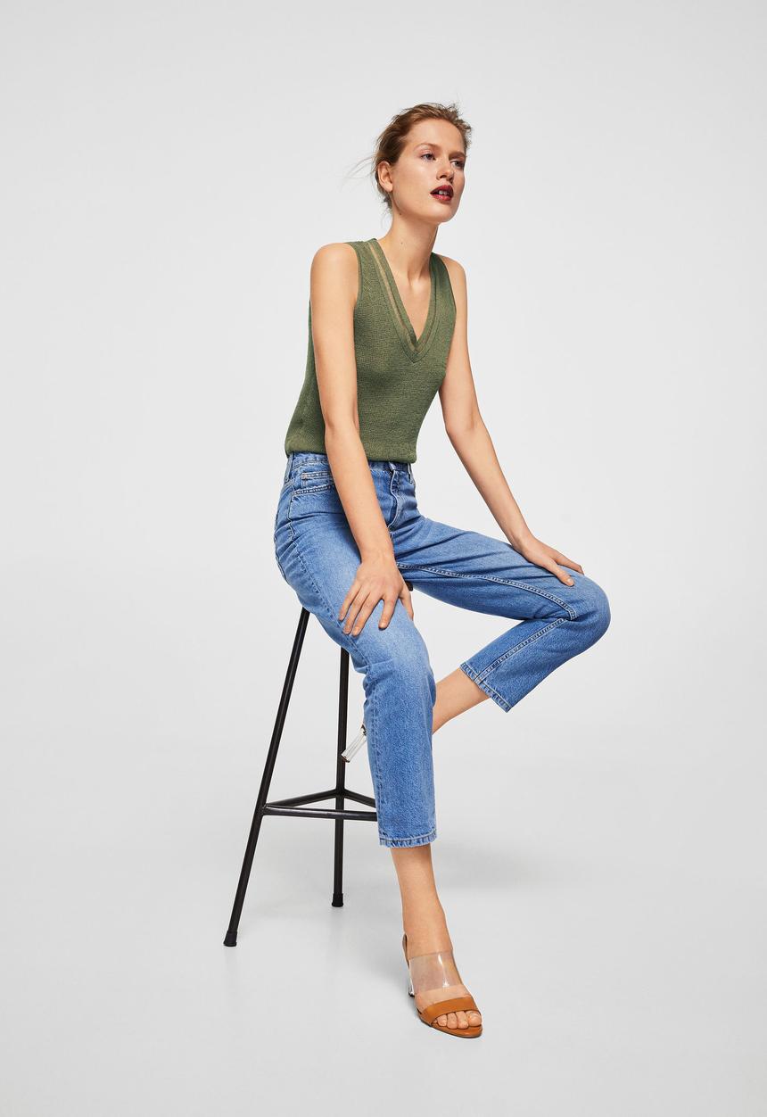 MANGO - Fine knit top - green