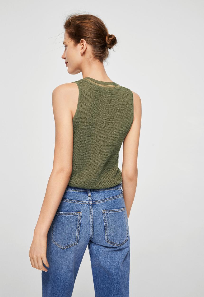 MANGO - Fine knit top - green