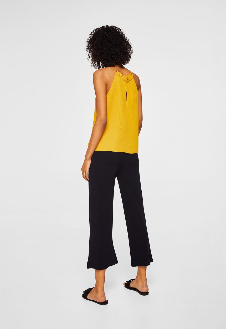 MANGO - Textured halter top - yellow