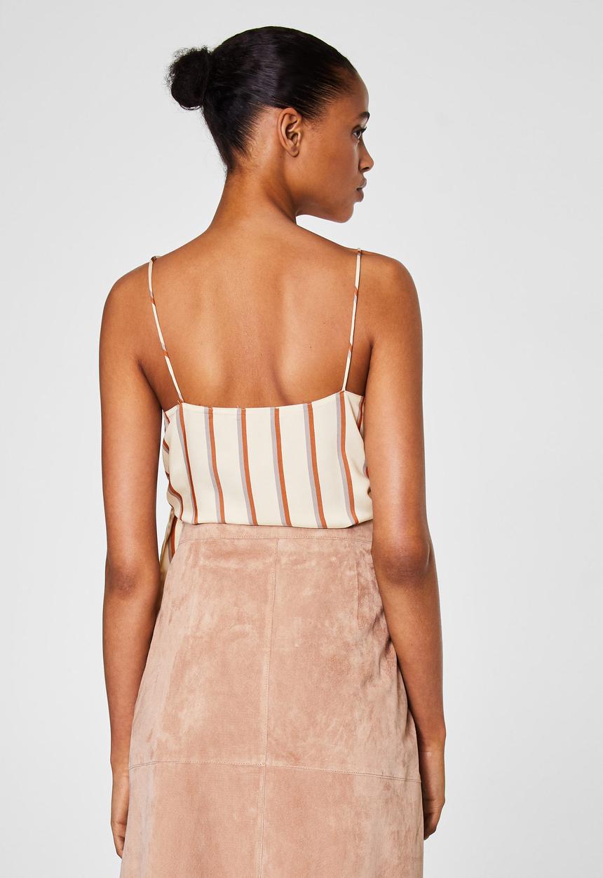 MANGO - Bow detail striped top - white