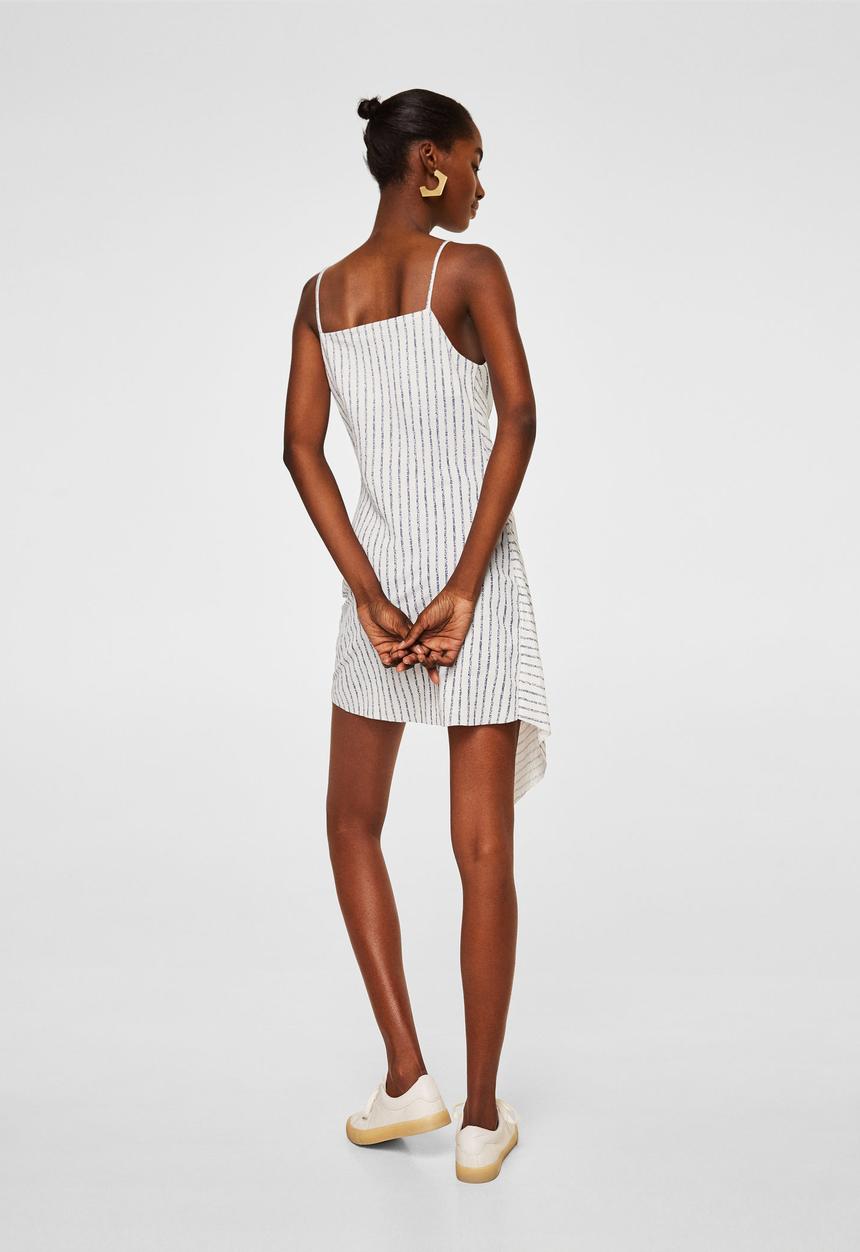 MANGO - Knot asymmetric dress - blue & white