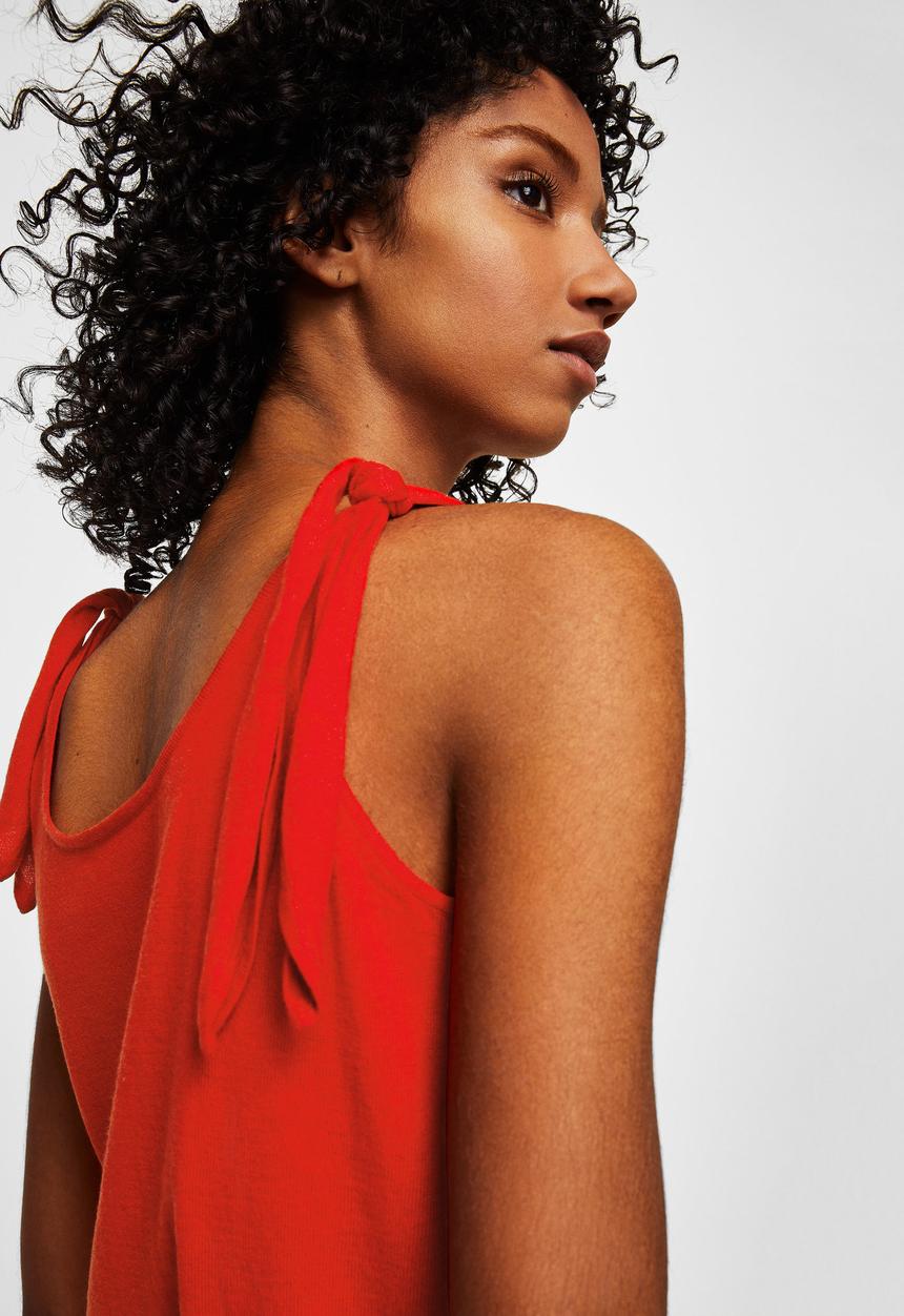 MANGO - Bow strap top - red