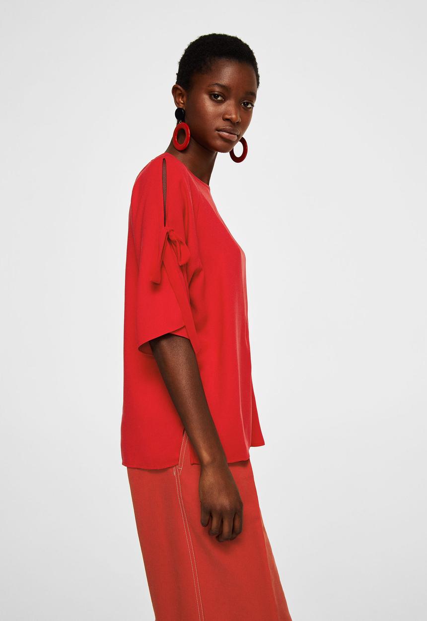 MANGO - Lace flowy blouse - red