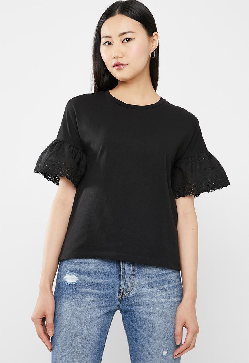 Jacqueline de Yong - Diana anglaise top - black