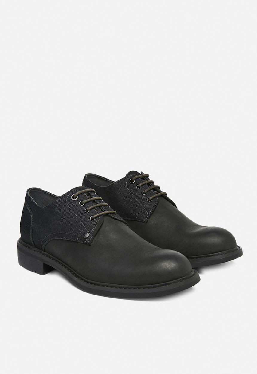 G-STAR - Warth derby leather denim mix - black 