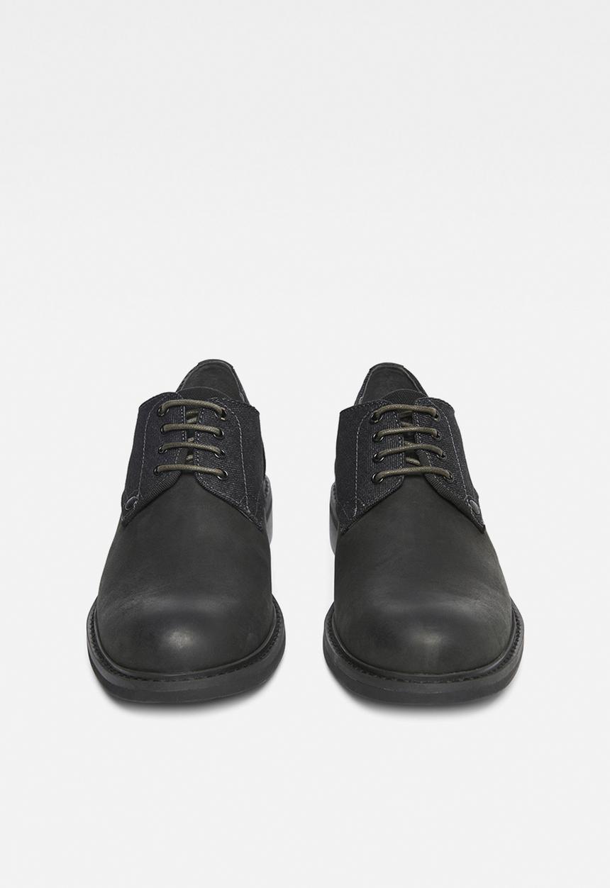 G-STAR - Warth derby leather denim mix - black 