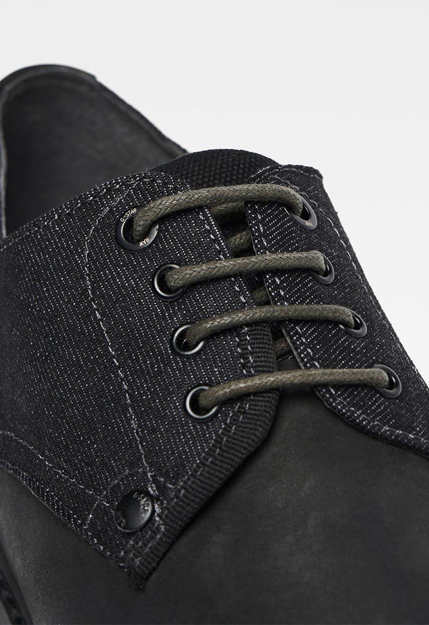 G-STAR - Warth derby leather denim mix - black 