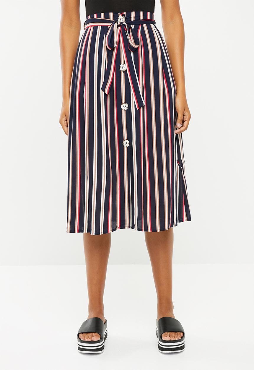 Superbalist - A-line midi skirt with tie belt - navy