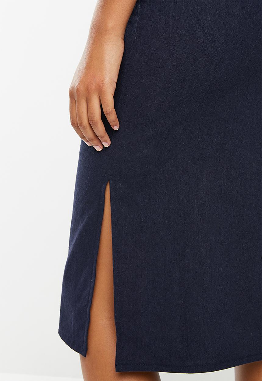 Superbalist - Midi button through skirt - navy