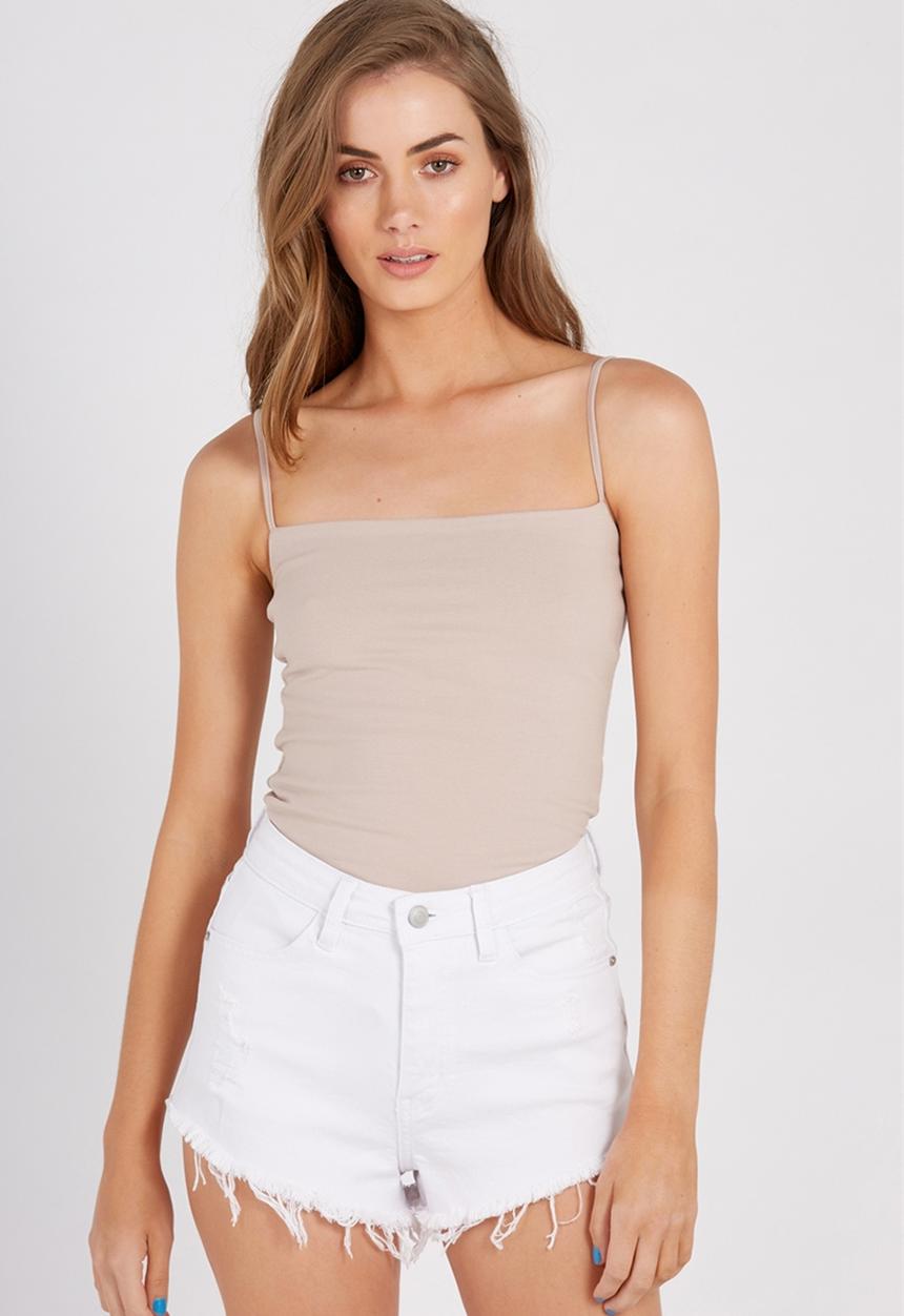 Supré  - Square neck bodysuit - beige 