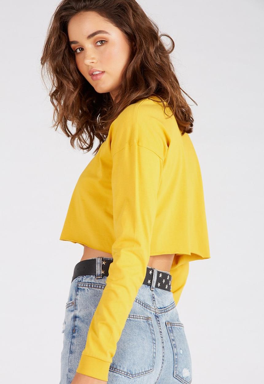 Supré  - Long sleeve super crop cuff tee - yellow 