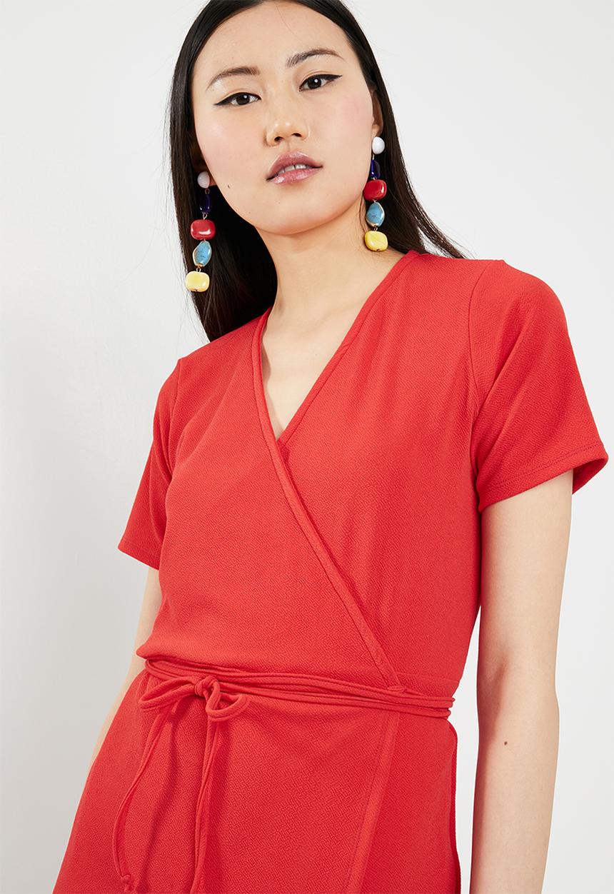 c(inch) - Basic wrap dress - red