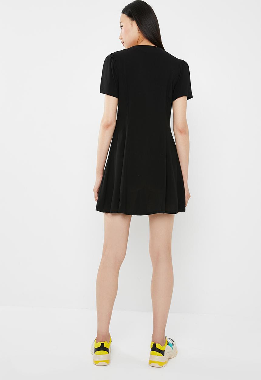 c(inch) - Front button mini dress - black